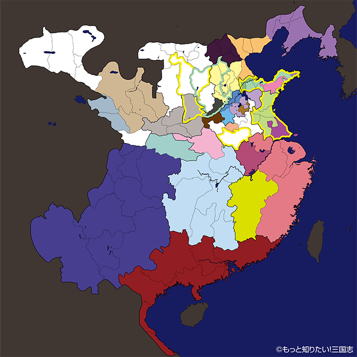 192年1月の群雄勢力図